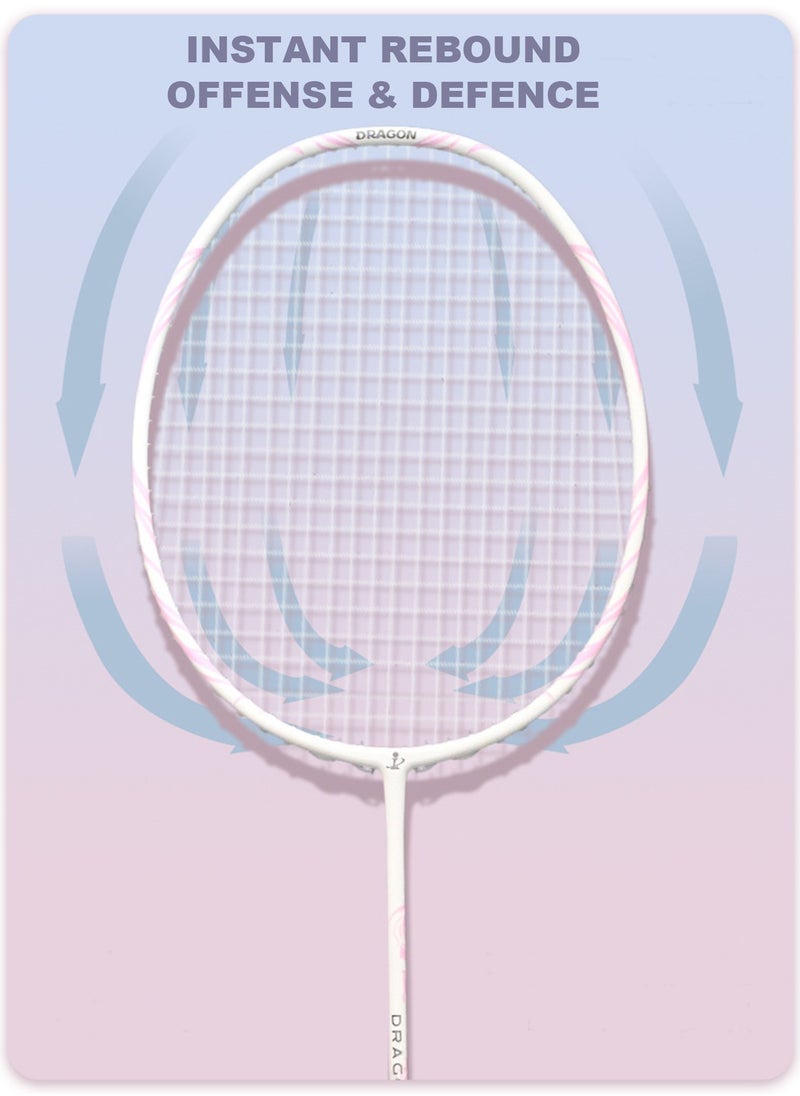 Generic 1-Piece Badminton Racquet Set Pink Carbon Fiber Lightweight 77 Grams 25 LBS Tension Professional Racquet For Outdoor Sport With 2 Shuttlecocks 1 Replacement Racket Grip Tape 1 Random-colored Carry Bag  - Image 4