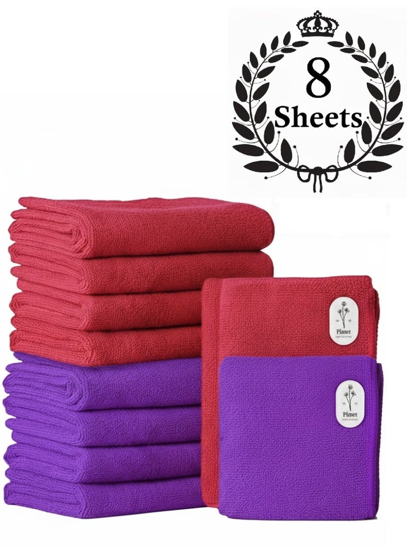 20 20 Planet CARE EVERYDAY Microfiber Cleaning Cloths Pack of 8, Multi-Purpose, Reusable, Highly Absorbent & Lint-Free Rags for Kitchen, Car, Glass & Electronics - Image 1