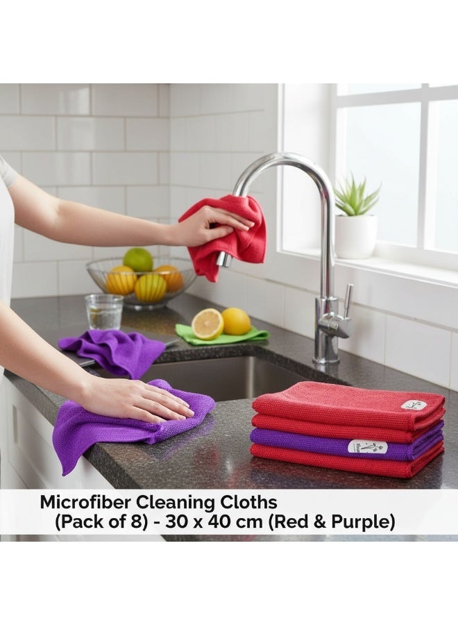 20 20 Planet CARE EVERYDAY Microfiber Cleaning Cloths Pack of 8, Multi-Purpose, Reusable, Highly Absorbent & Lint-Free Rags for Kitchen, Car, Glass & Electronics - Image 3