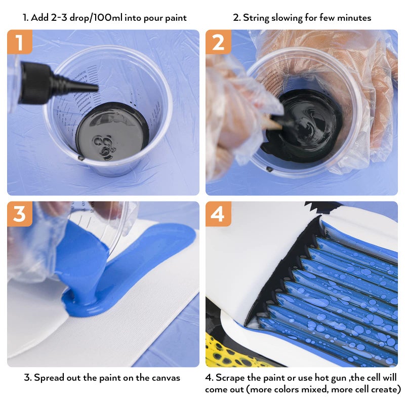 Nicpro زيت سيلكون نيكبرو 7 أونصات للتلوين، منشط خلايا دراماتيكي لتقنية صب الطلاء الأكريلي، وسط سيلكون 100% متوافق مع جميع أنواع الطلاء الأكريلي أو الألوان المائية - Image 4