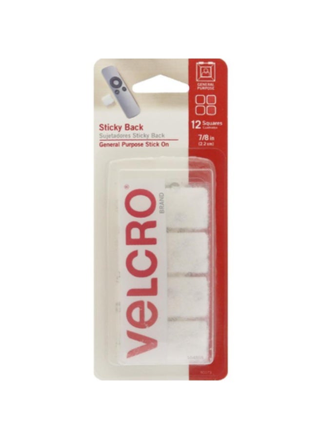 Velcro Back Adhesive Back Fastener Square22 X 22 mm White - Image 1
