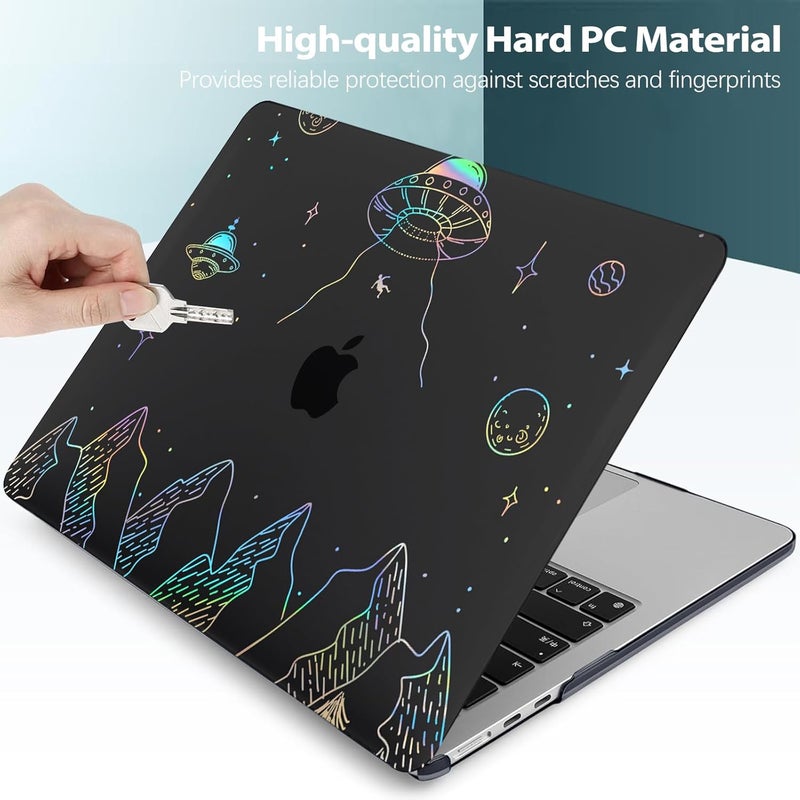 KEROM Clear Black Case for MacBook Air 13 inch 2021-2018 M1 A2337 A2179 A1932, Plastic Hard Shell Case & Keyboard Cover for MacBook Air 13.3 inch, Planet - Image 2