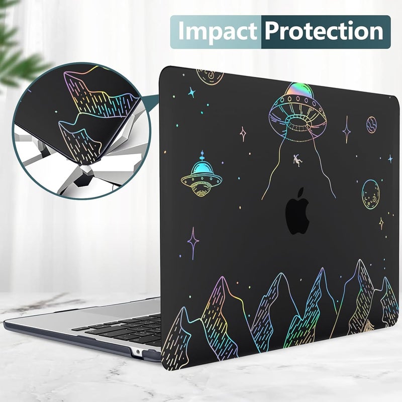 KEROM Clear Black Case for MacBook Air 13 inch 2021-2018 M1 A2337 A2179 A1932, Plastic Hard Shell Case & Keyboard Cover for MacBook Air 13.3 inch, Planet - Image 3