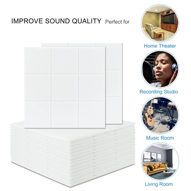 BXI Sound Absorber - 16 Pack Self-adhesive 12 X 12 X 0.4 Inches Acoustic Absorption Panels, Tackable Sound Absorbing Panels for Wall and Ceiling Acoustic Treatment - Image 4