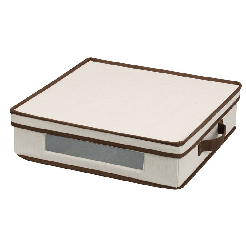 Household Essentials Charger Plate Storage Box, Holds 12 Charger Plates with Felt Protectors, Windowed Clear Front Panel, Sturdy Siding with Handles, Fully Removable Lid, Perfect for Parties and Holidays - Image 1