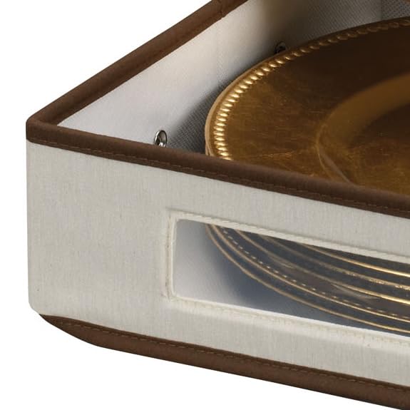 Household Essentials Charger Plate Storage Box, Holds 12 Charger Plates with Felt Protectors, Windowed Clear Front Panel, Sturdy Siding with Handles, Fully Removable Lid, Perfect for Parties and Holidays - Image 5