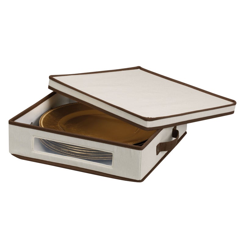 Household Essentials Charger Plate Storage Box, Holds 12 Charger Plates with Felt Protectors, Windowed Clear Front Panel, Sturdy Siding with Handles, Fully Removable Lid, Perfect for Parties and Holidays - Image 3
