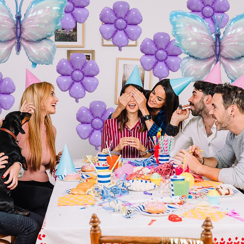 BIEUFBJI Butterfly Balloons Gradient Purple Colorful Butterfly Foil Balloons Birthday Party Flower Decoration Flower Theme Party Balloon Decoration Birthday Wedding Balloon - Image 4