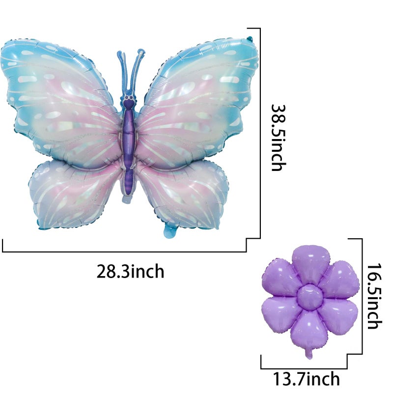 BIEUFBJI Butterfly Balloons Gradient Purple Colorful Butterfly Foil Balloons Birthday Party Flower Decoration Flower Theme Party Balloon Decoration Birthday Wedding Balloon - Image 2