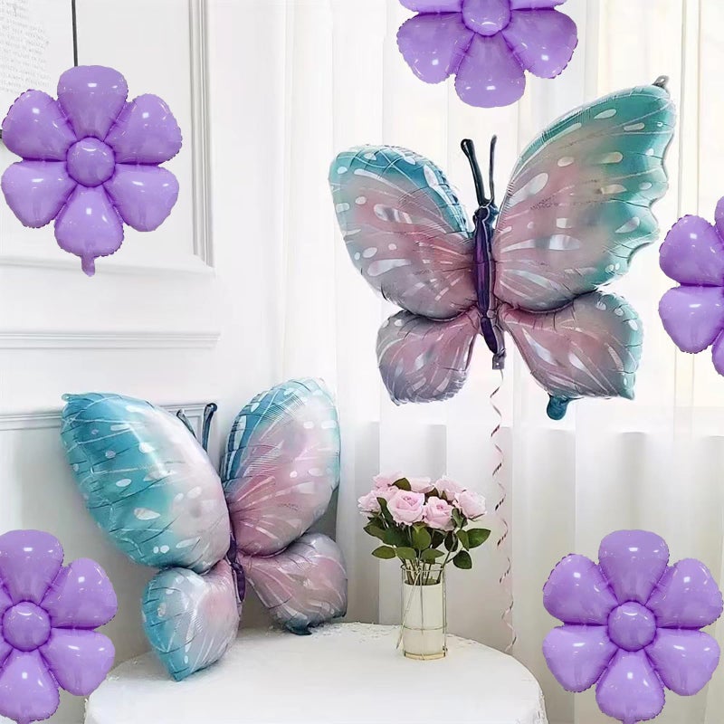 BIEUFBJI Butterfly Balloons Gradient Purple Colorful Butterfly Foil Balloons Birthday Party Flower Decoration Flower Theme Party Balloon Decoration Birthday Wedding Balloon - Image 3