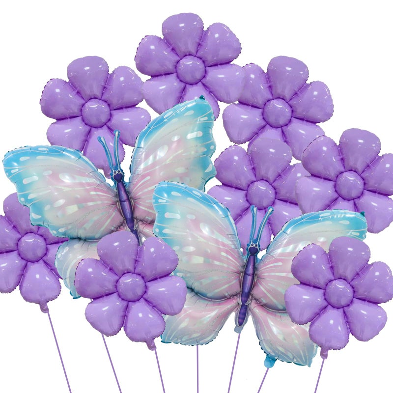 BIEUFBJI Butterfly Balloons Gradient Purple Colorful Butterfly Foil Balloons Birthday Party Flower Decoration Flower Theme Party Balloon Decoration Birthday Wedding Balloon - Image 1