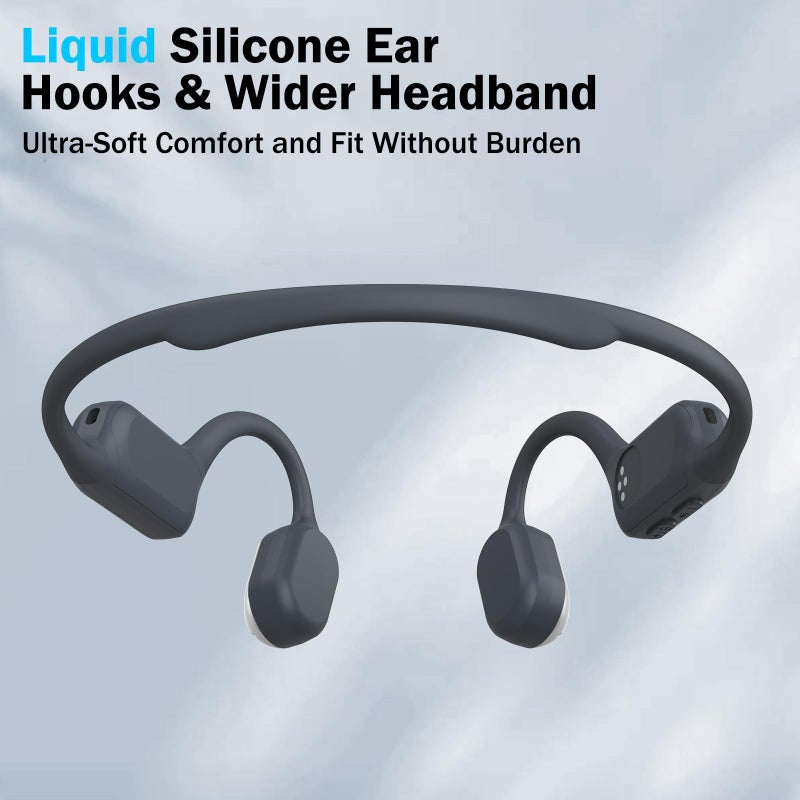 MARLALL Swimming Bone Conduction Headphones with Night Safety Light, IP68 Waterproof 32G MP3 Memory, Soft Silicone Underwater Headphones,Submersible Sport Earbuds/Earphone for Swimming Diving-Platinum Silver - Image 5