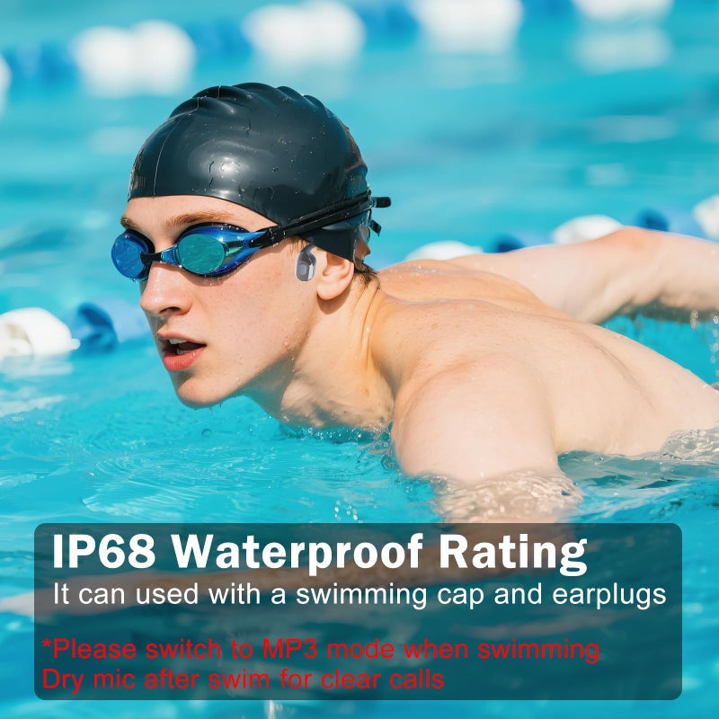 MARLALL Swimming Bone Conduction Headphones with Night Safety Light, IP68 Waterproof 32G MP3 Memory, Soft Silicone Underwater Headphones,Submersible Sport Earbuds/Earphone for Swimming Diving-Platinum Silver - Image 3