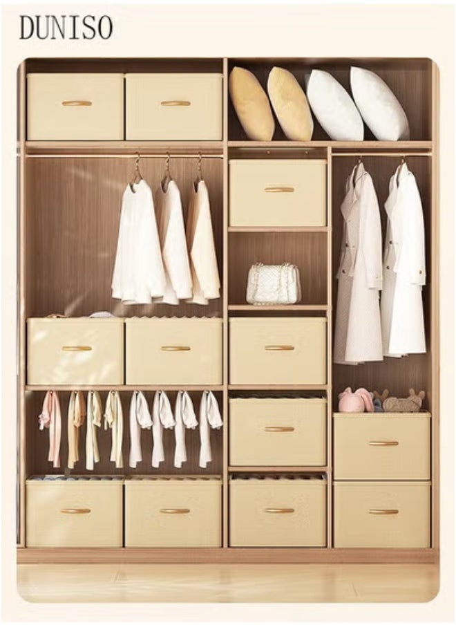 DUNISO 3PCS Wardrobe Clothes Organizer Foldable Closet Storage Organizer for Clothes Jeans Washable Closet Storage Boxes with Carrying Handles Foldable Cube Storage Bin for Home Bedroom Office  - Image 3