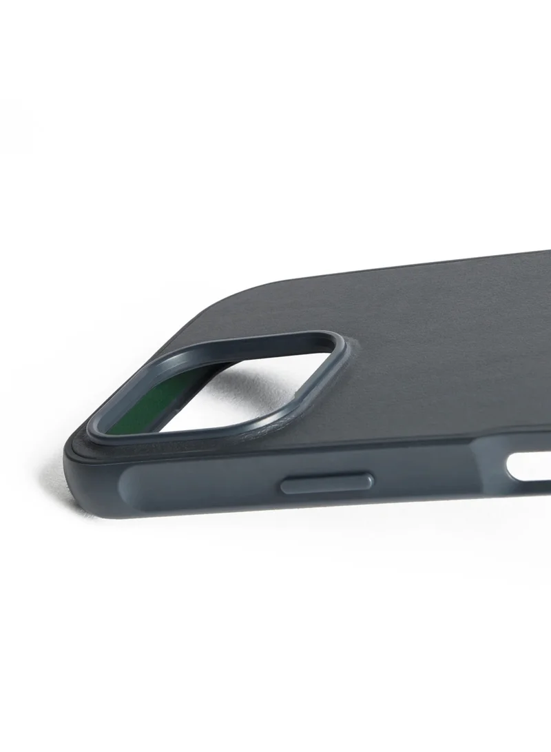 Mujjo Luxury iPhone 16 Pro Max Steel Bl Dark Grey Leather Shield Case with MagSafe