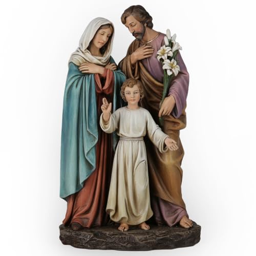 BC BUILDCLASSIC BC Catholic Holy Family Statue, Youth Jesus, St.Joseph, Virgin Mary, Indoor Inspirational Home Décor, Christmas Collection, Religious Gift, 12" H Renaissance Sculpture Handpainted by Buildclassic - Image 1