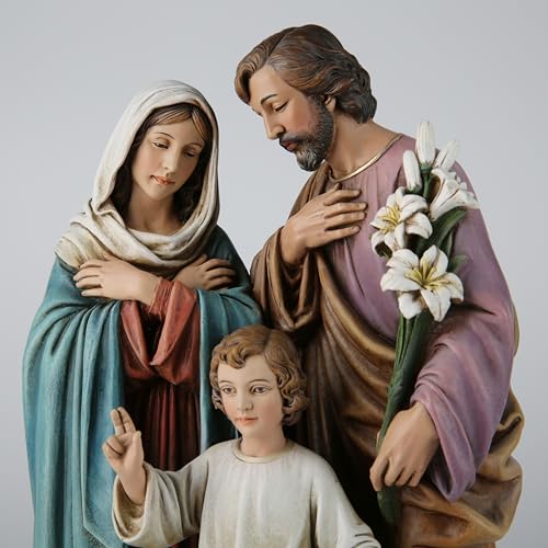 BC BUILDCLASSIC BC Catholic Holy Family Statue, Youth Jesus, St.Joseph, Virgin Mary, Indoor Inspirational Home Décor, Christmas Collection, Religious Gift, 12" H Renaissance Sculpture Handpainted by Buildclassic - Image 2