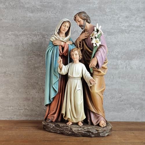 BC BUILDCLASSIC BC Catholic Holy Family Statue, Youth Jesus, St.Joseph, Virgin Mary, Indoor Inspirational Home Décor, Christmas Collection, Religious Gift, 12" H Renaissance Sculpture Handpainted by Buildclassic - Image 3