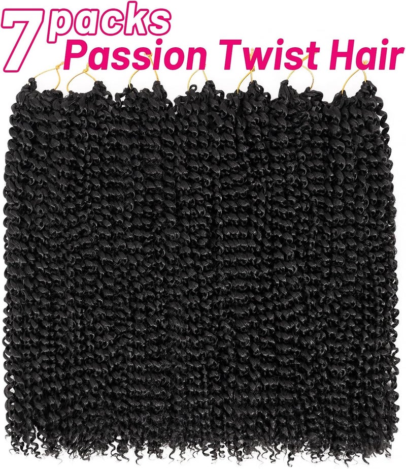 Dorsanee 7 Packs Passion Twist Hair 18 Inch Water Wave Synthetic Braids for Passion Twist Crochet Braiding Hair Goddess Locs Long Bohemian Locs Hair (2#) - Image 2