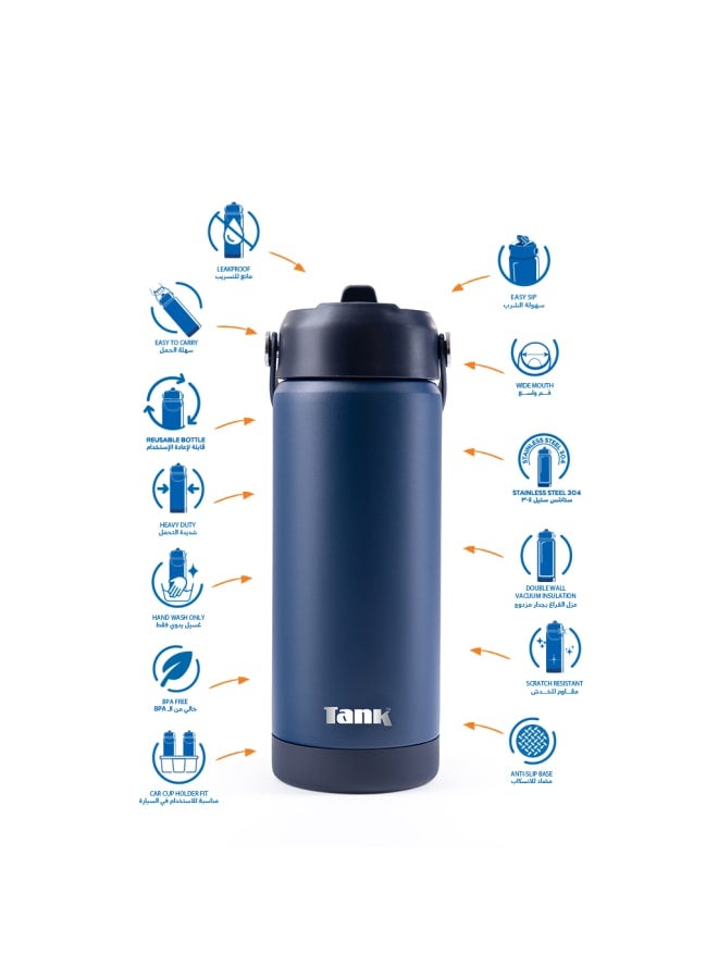 TANK Tank Move, 550ml, Navy Blue, Stainless Steel Bottle, insulated, Leakproof - Image 3