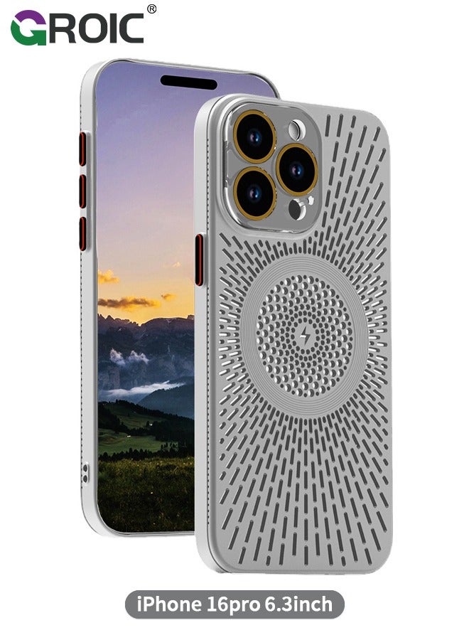 GROIC Compatible with iPhone 16 Pro 6.3 Inches Phone Case, All-Inclusive Hollow Magnetic Ultra Thin Cover, Heat Dissipation Breathable Case Protective Compatible with MagSafe, Ventilation Shockproof  - Image 1