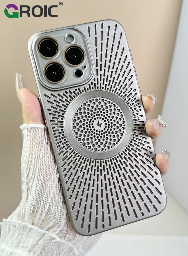 GROIC Compatible with iPhone 16 Pro 6.3 Inches Phone Case, All-Inclusive Hollow Magnetic Ultra Thin Cover, Heat Dissipation Breathable Case Protective Compatible with MagSafe, Ventilation Shockproof  - Image 2