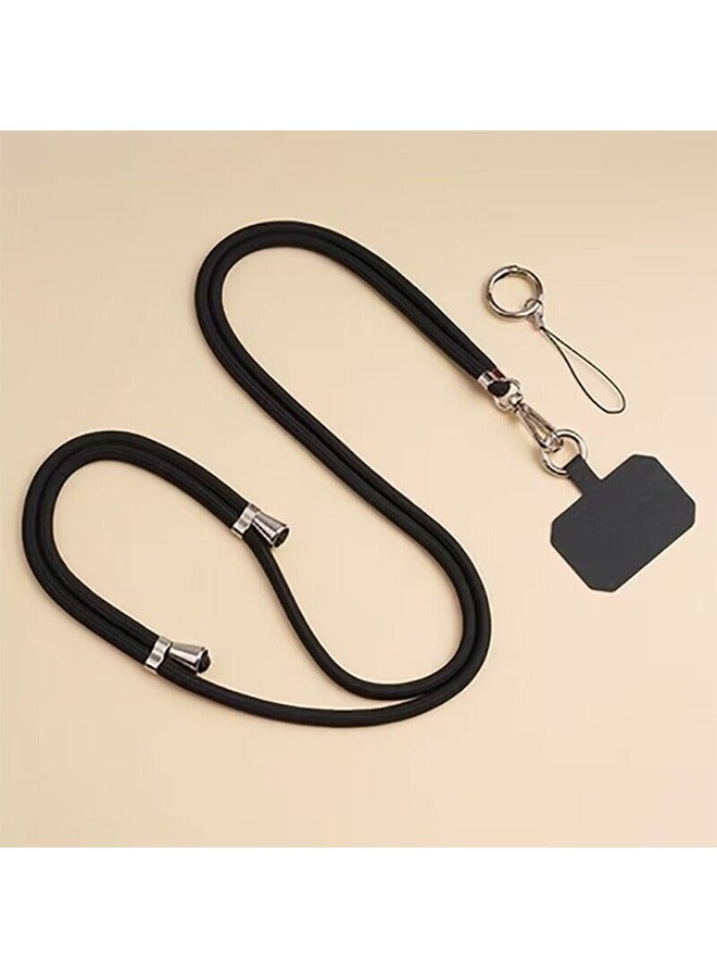 اتش واي حبل الهاتف ، شرائط الهاتف الخليوي العالمي كروس بودي ، حزام عنق الكتف القابل للتعديل متعدد الوظائف متوافق مع معظم الهواتف الذكية (أسود) - Image 1