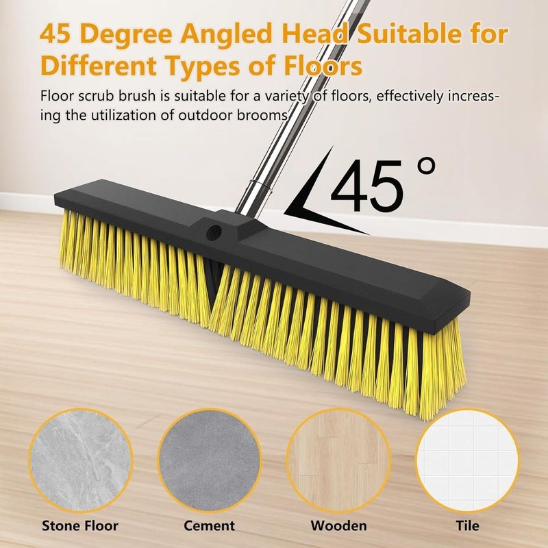 Elapun 18 Inches Push Broom Outdoor with 65" Adjustable Handle, Heavy Duty Outdoor Broom with Stiff Bristles, for Cleaning Yard, Garage, Shop, Driveway, Wood, Stone, Deck, Concrete, and Tile Floor. - Image 3