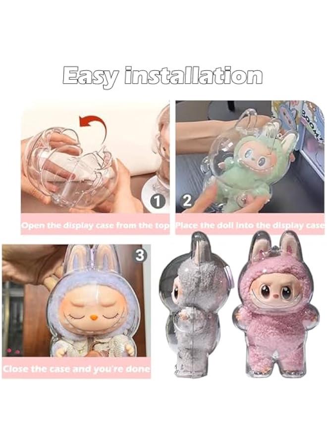 Arabest Protective Case for LABUBU, Clear Figure Display Pouch with Keychain Hole, Display Box Hard Case Accessories Cover, Portable Dustproof Cover for Figures(NO Doll) (Sit Style)  - Image 5