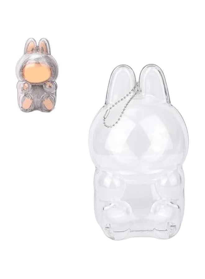 Arabest Protective Case for LABUBU, Clear Figure Display Pouch with Keychain Hole, Display Box Hard Case Accessories Cover, Portable Dustproof Cover for Figures(NO Doll) (Sit Style)  - Image 1