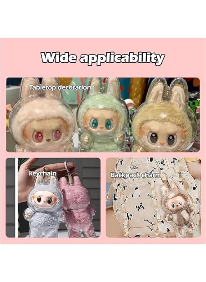 Arabest Protective Case for LABUBU, Clear Figure Display Pouch with Keychain Hole, Display Box Hard Case Accessories Cover, Portable Dustproof Cover for Figures(NO Doll) (Sit Style)  - Image 3