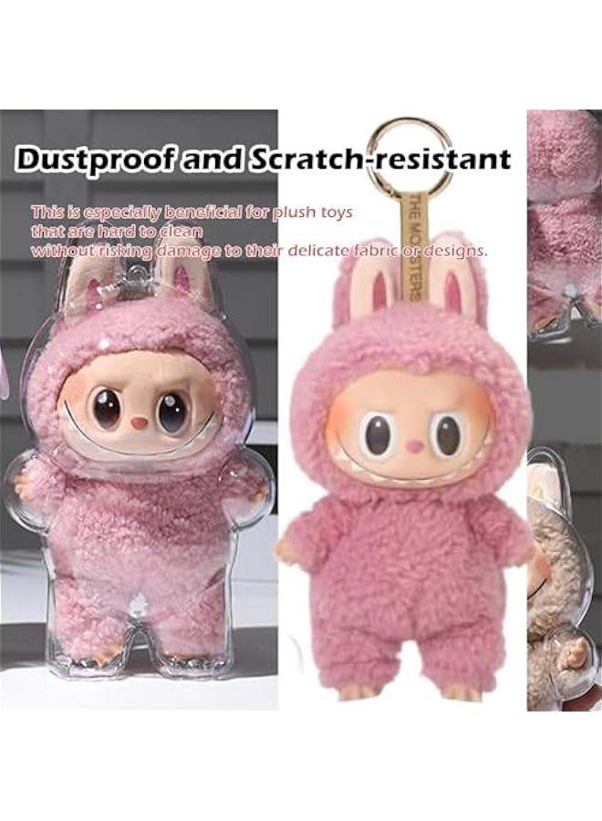 Arabest Protective Case for LABUBU, Clear Figure Display Pouch with Keychain Hole, Display Box Hard Case Accessories Cover, Portable Dustproof Cover for Figures(NO Doll) (Sit Style)  - Image 4