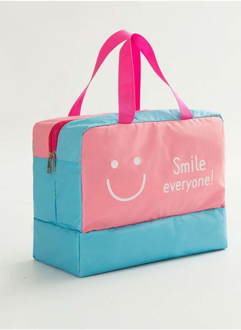 Generic Waterproof Dry Wet Separation Swimwear Clothes Bag Pink/Blue  - Image 1