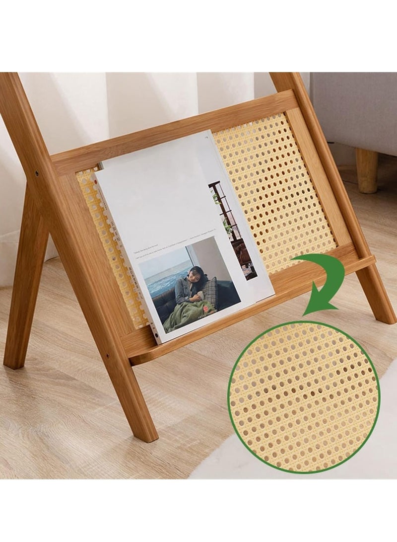 𝐅𝐅𝐃 Bamboo Side Table with Glass Top & Magazine Rack – Modern Z-Shaped End Table, Compact & Sturdy Nightstand, No Assembly Required, Natural Wood Accent for Living Room, Bedroom & Office - Image 4