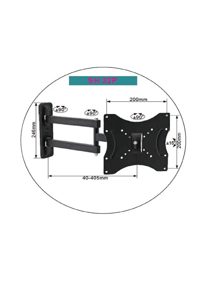 Skill Tech SH 32P Swivel TV Wall Mount for 14"-43" Screens, VESA 200x200, Wall Profile 70mm–405mm, Max Load 35kg – Black  - Image 2