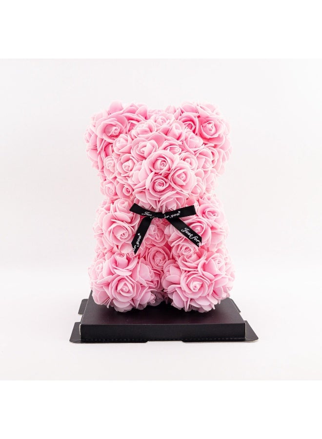 Rose Bear, Floral Teddy Bear, Gifts for Women, Handmade Rose Bear, Gift Box Included; Perfect for Birthdays, Valentine's Day, Mother's Day, Christmas, Thanksgiving, and Anniversaries (Includes Base) - Image 1