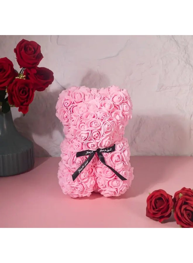 Rose Bear, Floral Teddy Bear, Gifts for Women, Handmade Rose Bear, Gift Box Included; Perfect for Birthdays, Valentine's Day, Mother's Day, Christmas, Thanksgiving, and Anniversaries (Includes Base) - Image 3
