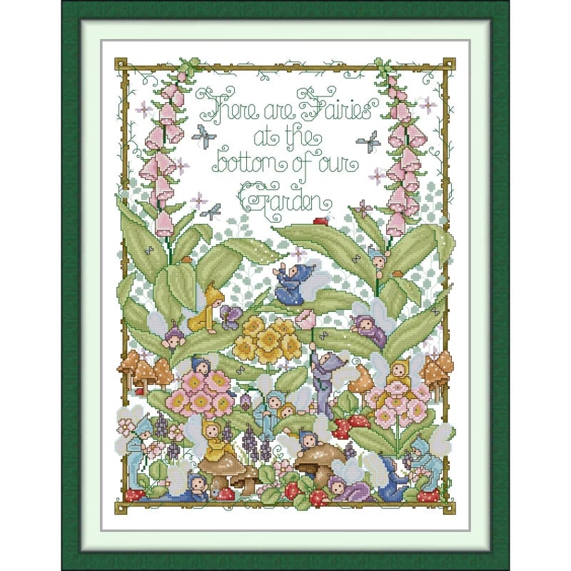 ITSTITCH Stamped Cross Stitch Kits- Full Set of Embroidery for Beginners or Adults,14 CT 2 Strands DIY Pixie Hollow Patterns Counted Arts Craft 16.1×20.5 inch - Image 1