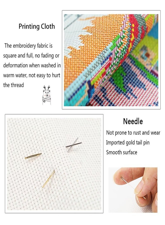 ITSTITCH Stamped Cross Stitch Kits- Full Set of Embroidery for Beginners or Adults,14 CT 2 Strands DIY Pixie Hollow Patterns Counted Arts Craft 16.1×20.5 inch - Image 5