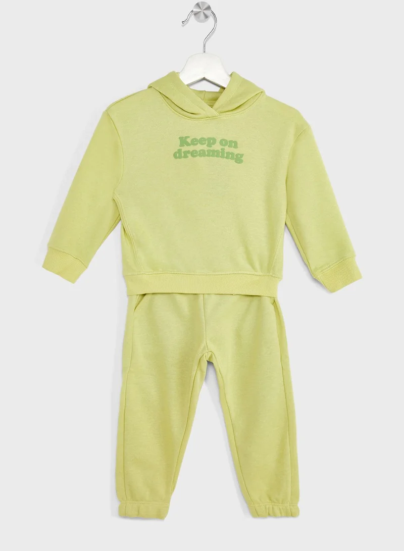 Ripples Girls Slogan Printing Hoodie And Jogger  Set