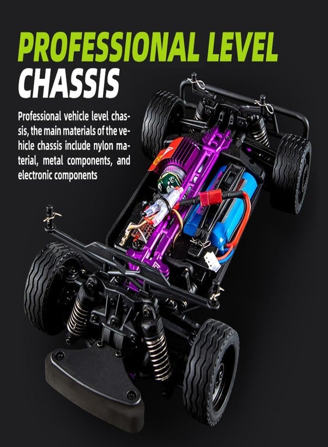 Black Foru RC Drift Car 1/16 Scale RC Truck 4x4 Remote Control Drifting Truck High Speed 40 KM/H All Terrain with 390 Motor Proportional Throttle Steering Metal Chassis Hobby Toy Adult 16+ - Image 4