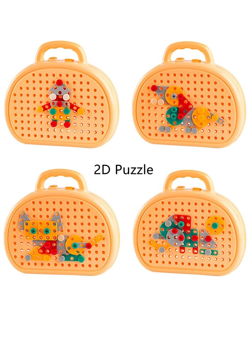 Soofam 204 Piece Kids Puzzle Assembly Kit With Electric Screwdriver Screw Repair Disassembly Repair Toys,Kids Drill Set Stem Learning Toys, Construction Engineering Building Block Games with Toy Drill & Screw Driver Tool Set (Yellow Puppy) - Image 3