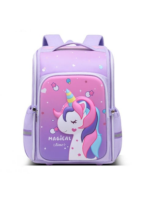 حقيبة ظهر مدرسية للبنات ، حقيبة كتب مقاومة للماء مع مقصورات للمراهقين ، البنات ، الأطفال ، الطلاب ، حقيبة مدرسية لأطفال المدارس الابتدائية بسعة كبيرة ، لون أرجواني ، طباعة يونيكورن سحرية لطيفة ، سحاب مفتوح بالكامل ، حزام موسع ، تصميم مريح - حجم 16 بوصة