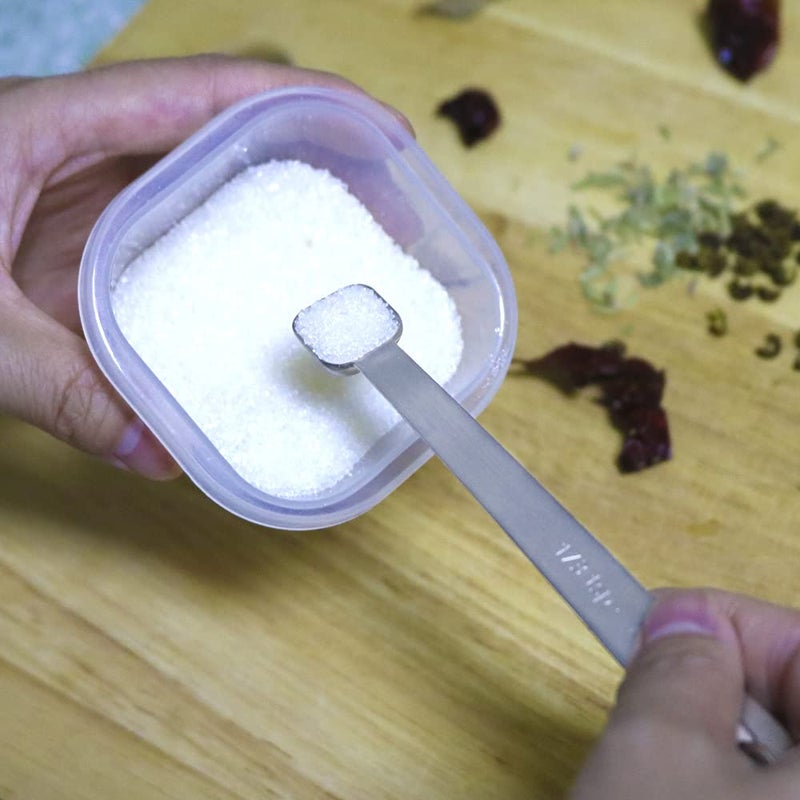 BERYLER مجموعة ملاعق قياس بيريلير الصغيرة على شكل مربع، ملعقة شاي صغيرة من الفولاذ المقاوم للصدأ للطهي والخبز، مناسبة لكميات صغيرة من المكونات الجافة أو السائلة والتوابل (1/3، 1/4، 3/16، 1/8، 1/16 ملعقة صغيرة) - Image 3