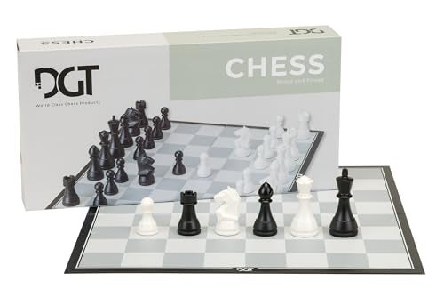 DGT Chess Box Foldable Chess Set with Weighted Modern Staunton Pieces 70mm King Portable Storage Box Extra Queens Indexed Board for Children and Beginners Ages 3 - Image 1