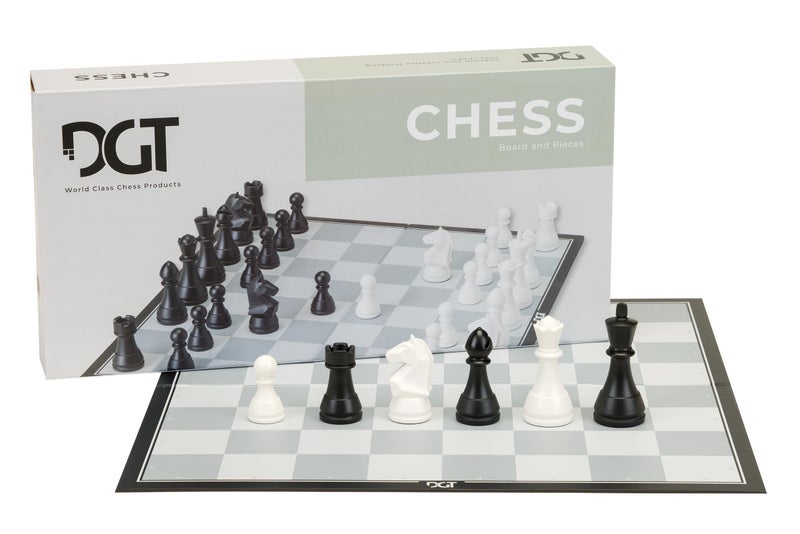 DGT Chess Box Foldable Chess Set with Weighted Modern Staunton Pieces 70mm King Portable Storage Box Extra Queens Indexed Board for Children and Beginners Ages 3 - Image 2