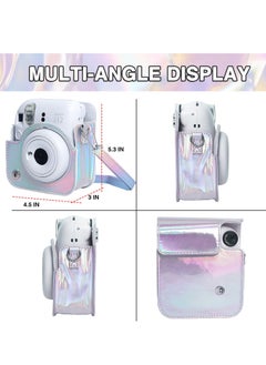 KASTWAVE Case for Fujifilm Instax Mini 12 Camera Protective PU Leather Bag Cover with Adjustable Shoulder Strap and Mini Photo Album 64 Pockets (Shiny Silver)  - Image 5