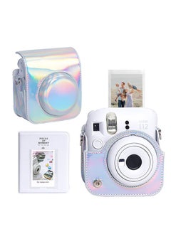 KASTWAVE Case for Fujifilm Instax Mini 12 Camera Protective PU Leather Bag Cover with Adjustable Shoulder Strap and Mini Photo Album 64 Pockets (Shiny Silver)  - Image 1