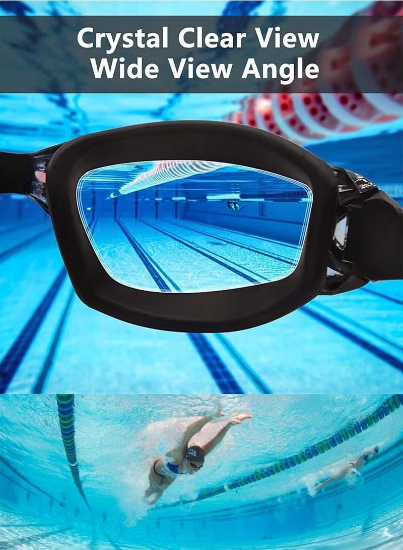 Jourvent 5-in-1 Anti-Fog Pro Swim Goggles Set for Adults with Silicone Swim Cap, Anti-Fog UV Protection,  Clear Vision, 180° Panoramic，Durable PC Material - Waterproof Swimming Accessories Kit with Carry Case, Nose Clip, & Earplugs, Age 14+ - Image 3