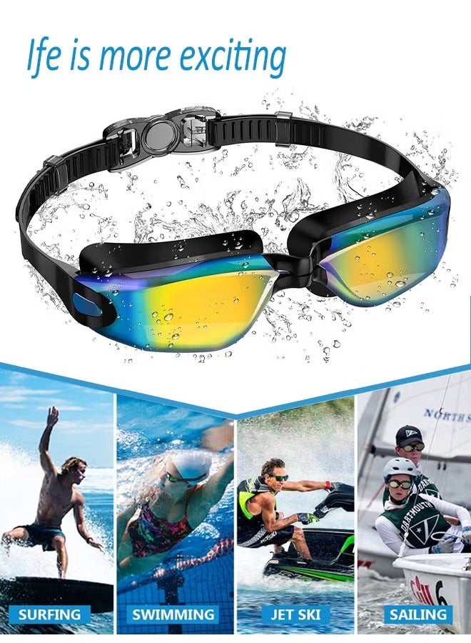Jourvent 5-in-1 Anti-Fog Pro Swim Goggles Set for Adults with Silicone Swim Cap, Anti-Fog UV Protection,  Clear Vision, 180° Panoramic，Durable PC Material - Waterproof Swimming Accessories Kit with Carry Case, Nose Clip, & Earplugs, Age 14+ - Image 2